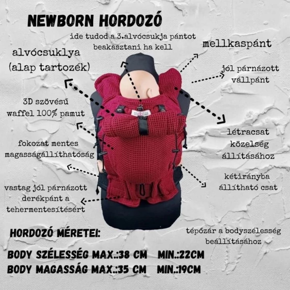 Möbius Newborn csatos babahordozó – ezüstszürke – ergonomikus újszülött hordozó - meret